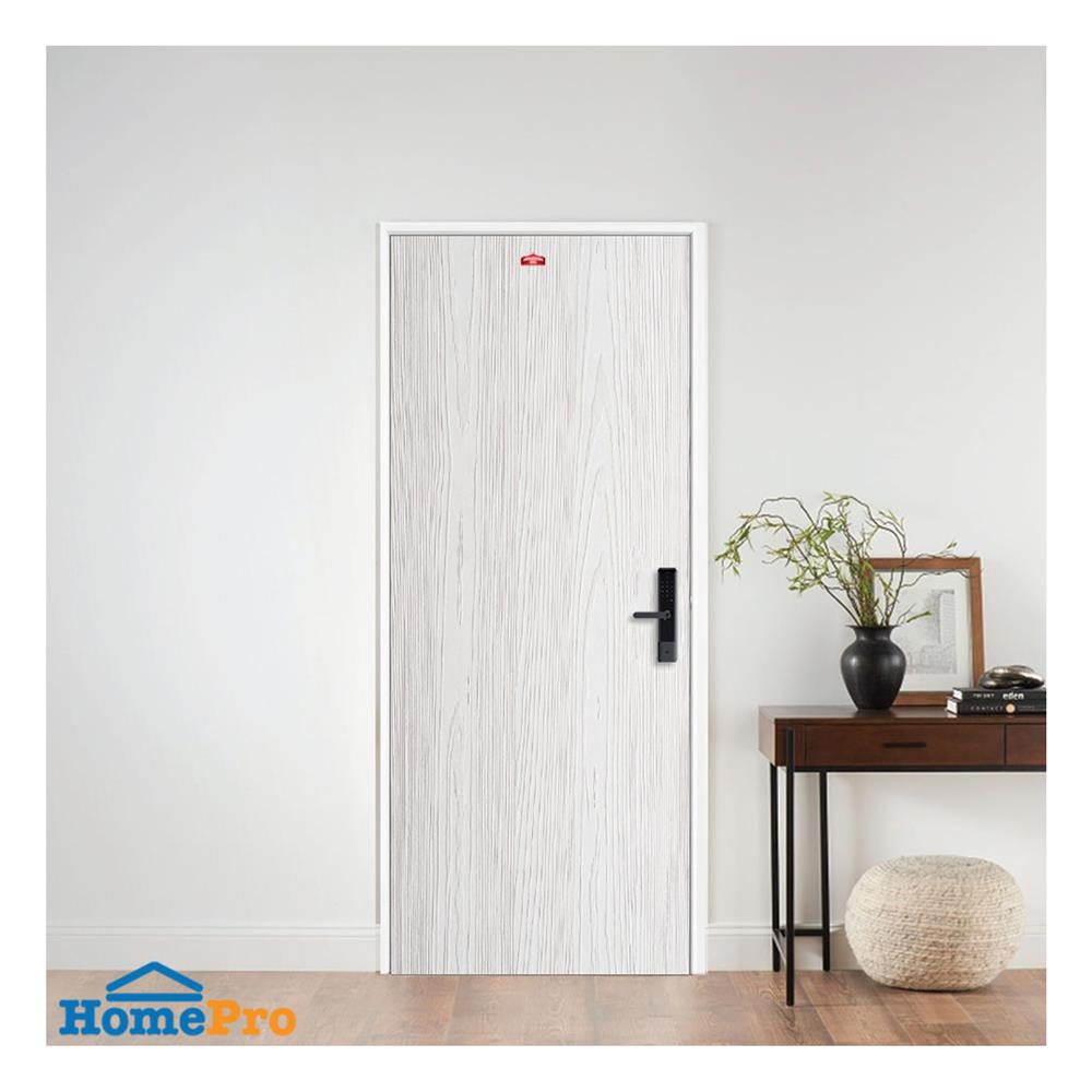 ชุดประตูเหล็ก เจาะลูกบิด PROFESSIONAL DOOR FR1LW+WD1W 86.4x203.5 ซม. สีขาวเม็ดทราย (เปิดด้านซ้าย ออกด้านนอก)
