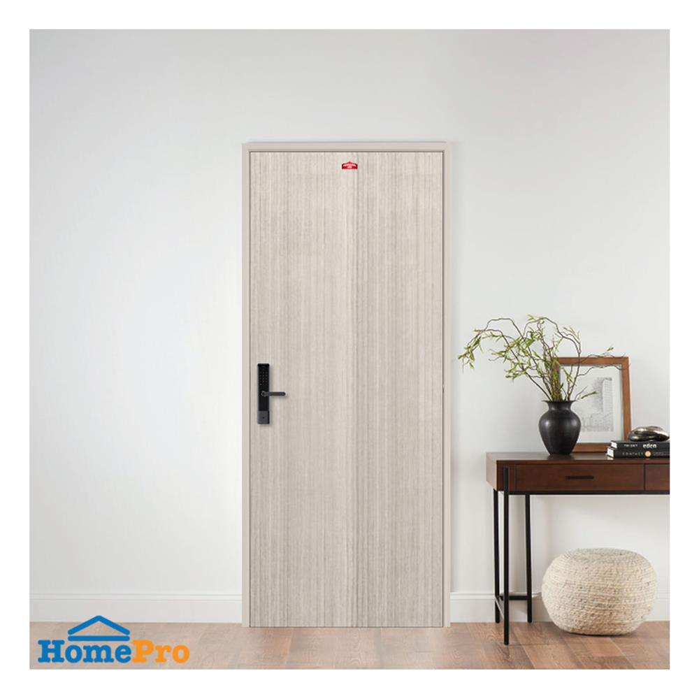 ชุดประตูภายในเหล็ก เจาะลูกบิด PROFESSIONAL DOOR FR2RG+D241 96.4x203.5 ซม. สีเทา (เปิดด้านขวา ออกด้านนอก)