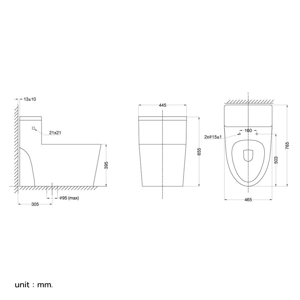 สุขภัณฑ์ 1 ชิ้น HAFELE 495.61.487 6 ลิตร สีขาว
