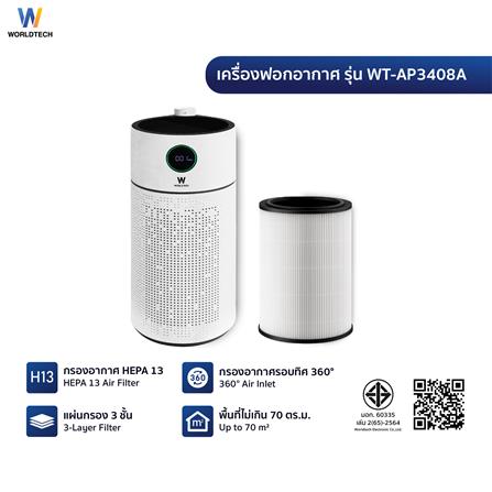 เครื่องฟอกอากาศ WORLDTECH WT-AP3408A 70 ตร.ม. สีขาว_5