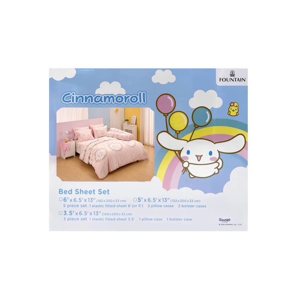ชุดผ้าปูที่นอน 5 ฟุต (ชุด 5 ชิ้น) FOUNTAIN CINNAMOROLL 70107-FTC167