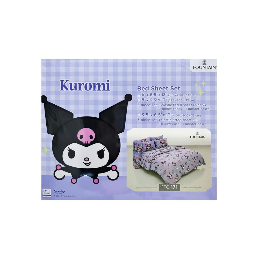 ชุดผ้าปูที่นอน 6 ฟุต (ชุด 5 ชิ้น) FOUNTAIN KUROMI 70106-FTC171