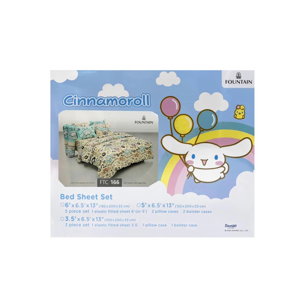 ชุดผ้าปูที่นอน 5 ฟุต (ชุด 5 ชิ้น) FOUNTAIN CINNAMOROLL 70107-FTC166