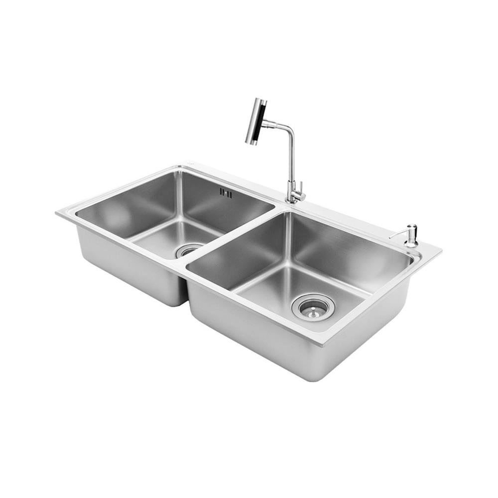 ซิงค์ฝัง 2 หลุม MEX BIX100BM-MF 100 ซม. สีเงิน