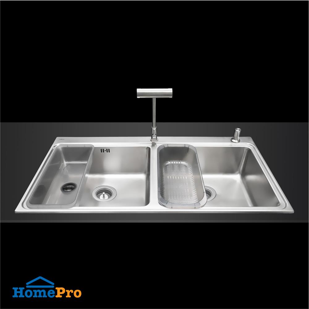 ซิงค์ฝัง 2 หลุม MEX BIX100BM-MF 100 ซม. สีเงิน