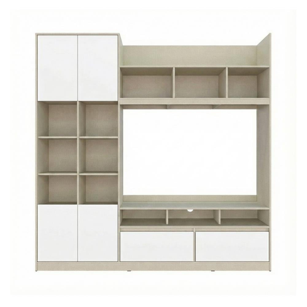 ชุดตู้วางทีวี KONCEPT HANSON 19230654 200 ซม. สีไอโวรี่ลินิน/ขาว