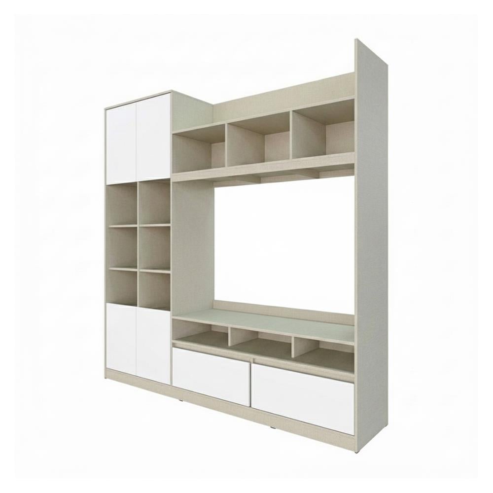 ชุดตู้วางทีวี KONCEPT HANSON 19230654 200 ซม. สีไอโวรี่ลินิน/ขาว