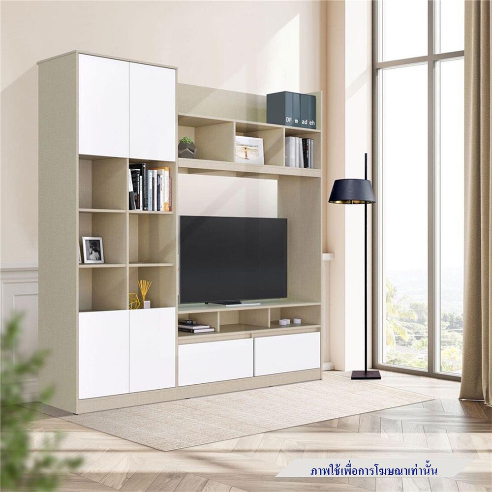 ชุดตู้วางทีวี KONCEPT HANSON 19230654 200 ซม. สีไอโวรี่ลินิน/ขาว
