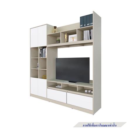 ชุดตู้วางทีวี KONCEPT HANSON 19230654 200 ซม. สีไอโวรี่ลินิน/ขาว_3