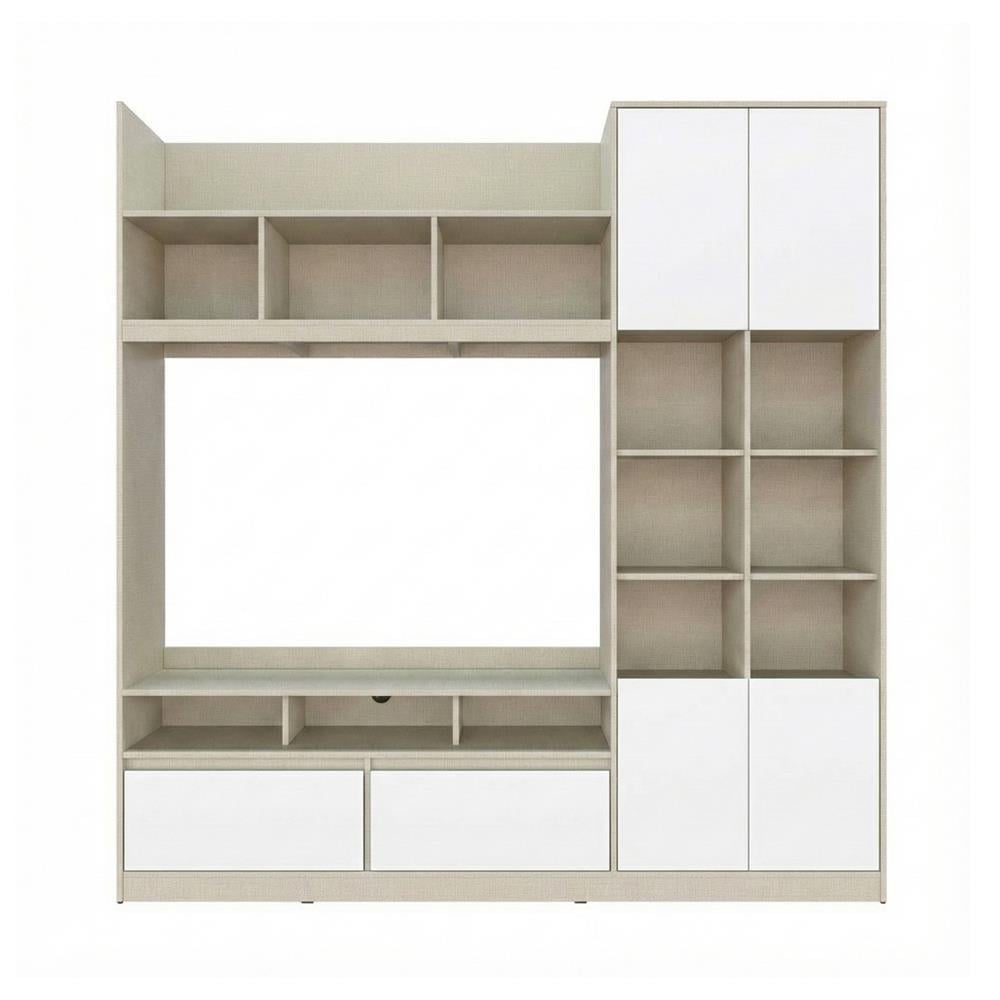 ชุดตู้วางทีวี KONCEPT HANSON 19230653 200 ซม. สีไอโวรี่ลินิน/ขาว