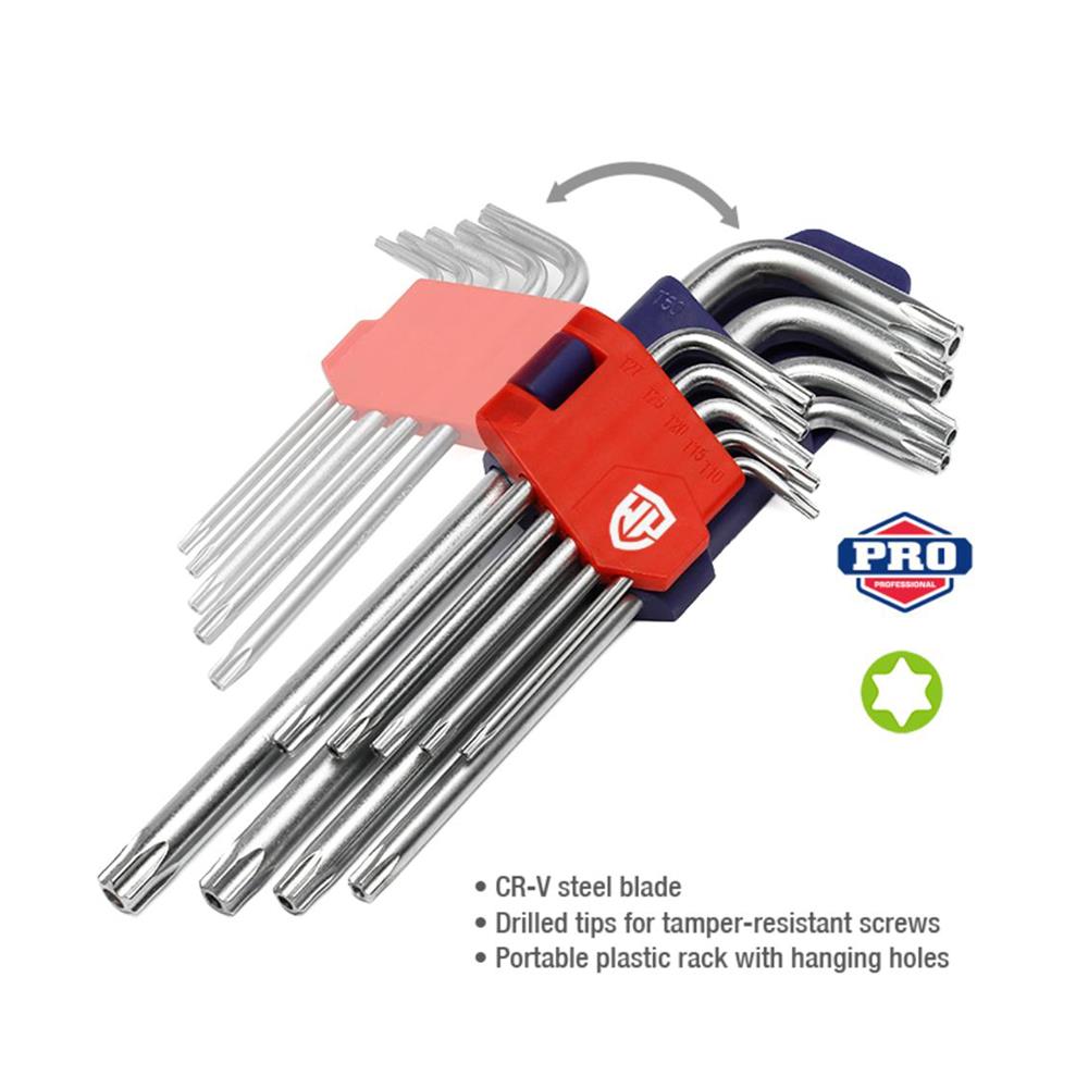 ชุดประแจแอลหัวทอร์ค แบบสั้น WORKPRO WP222002 (ชุด 9 ชิ้น)