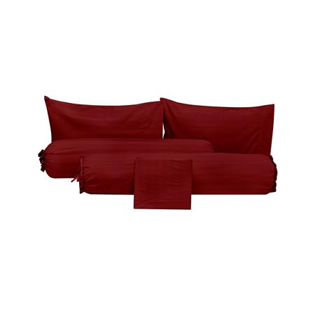 ชุดผ้าปูที่นอน 5 ฟุต (ชุด 5 ชิ้น) PICASSO SMILE สี BURGUNDY_2