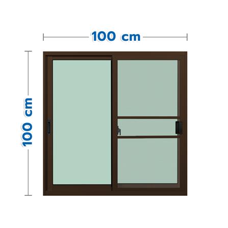 หน้าต่างบานเลื่อน อะลูมิเนียม S-S มุ้ง KPA ECO 100x100 ซม. สีชา_0