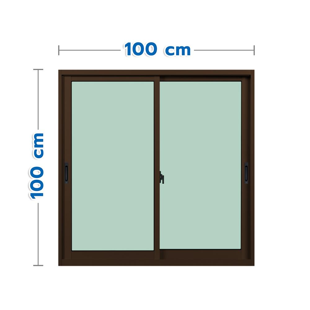 หน้าต่างบานเลื่อน อะลูมิเนียม S-S KPA ECO 100x100 ซม. สีชา