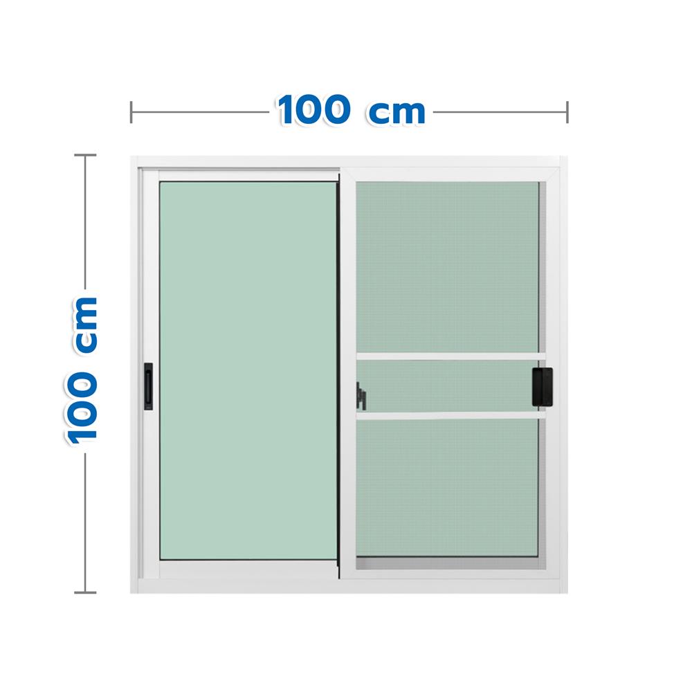 หน้าต่างบานเลื่อน อะลูมิเนียม S-S มุ้ง KPA ECO 100x100 ซม. สีขาว