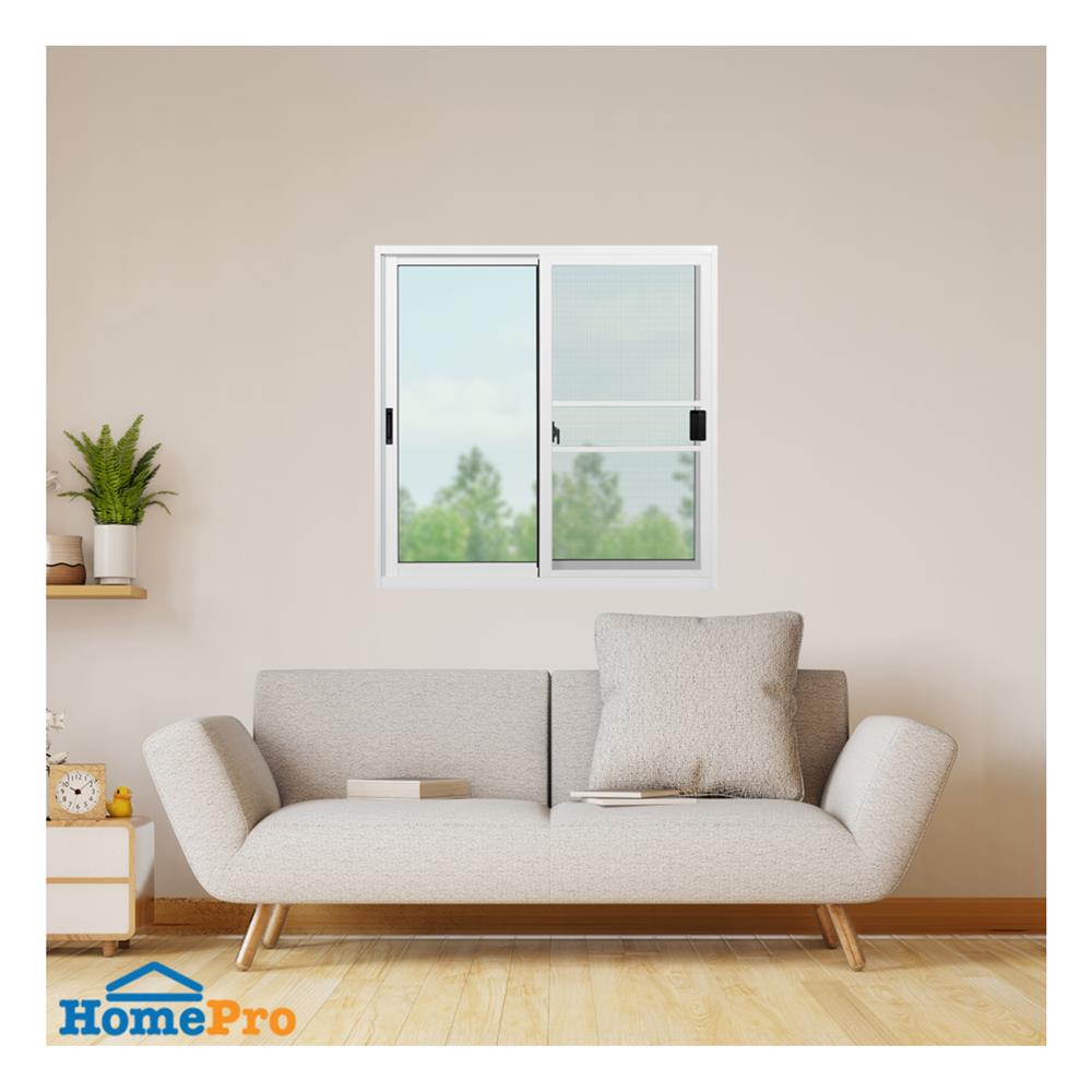 หน้าต่างบานเลื่อน อะลูมิเนียม S-S มุ้ง KPA ECO 100x100 ซม. สีขาว
