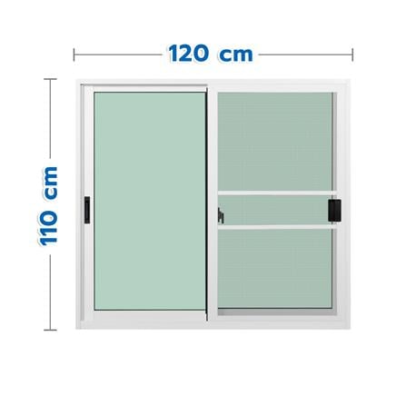 หน้าต่างบานเลื่อน อะลูมิเนียม S-S มุ้ง KPA ECO 120x110 ซม. สีขาว_0