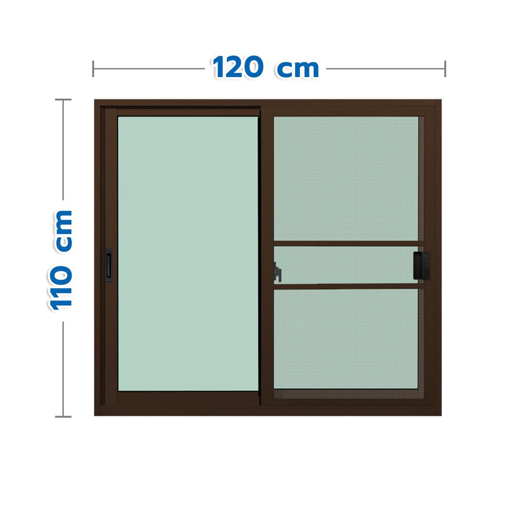 หน้าต่างบานเลื่อน อะลูมิเนียม S-S มุ้ง KPA ECO 120x110 ซม. สีชา