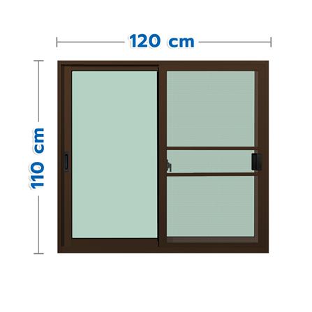 หน้าต่างบานเลื่อน อะลูมิเนียม S-S มุ้ง KPA ECO 120x110 ซม. สีชา_0