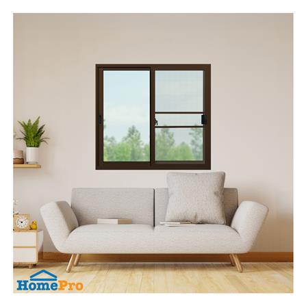 หน้าต่างบานเลื่อน อะลูมิเนียม S-S มุ้ง KPA ECO 120x110 ซม. สีชา_1