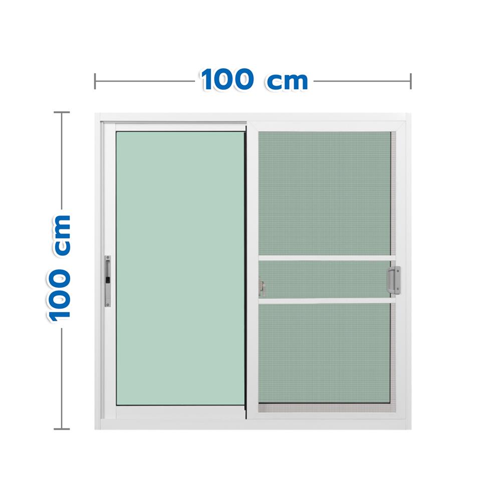 หน้าต่างบานเลื่อน อะลูมิเนียม S-S มุ้ง KPA 100x100 ซม. สีขาว