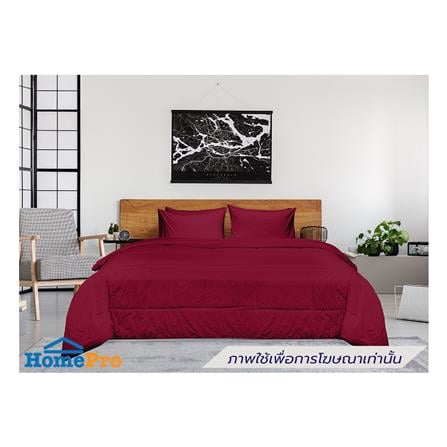 ชุดผ้าปูที่นอน 6 ฟุต (ชุด 6 ชิ้น) PICASSO SMILE สี BURGUNDY_0
