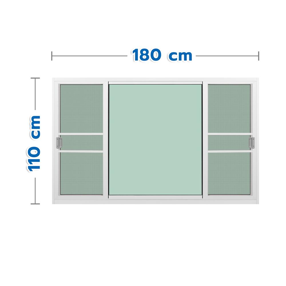 หน้าต่างบานเลื่อน อะลูมิเนียม S-F-S มุ้ง KPA 180x110 ซม. สีขาว
