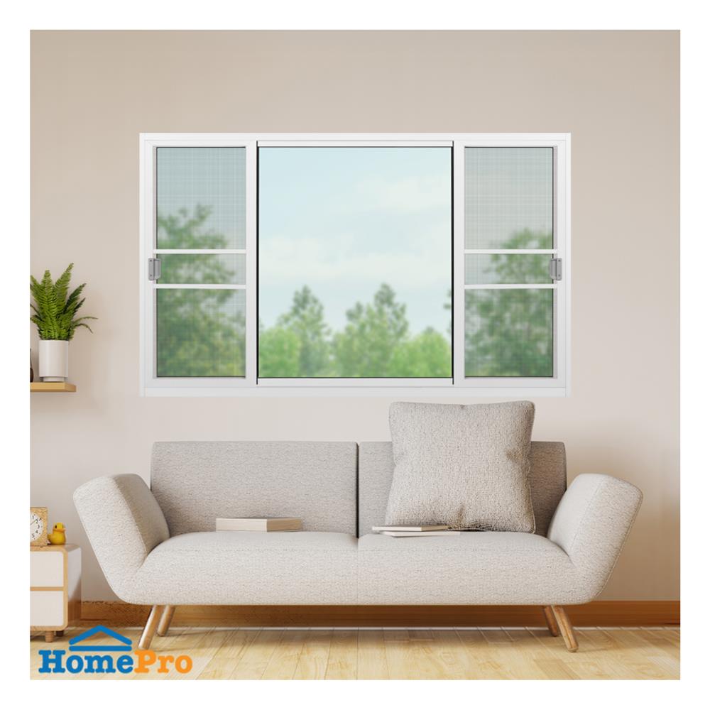 หน้าต่างบานเลื่อน อะลูมิเนียม S-F-S มุ้ง KPA 180x110 ซม. สีขาว