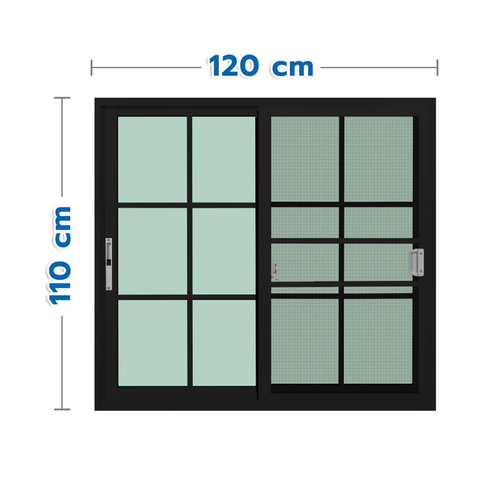 หน้าต่างบานเลื่อน อะลูมิเนียม S-S มุ้ง KPA 6 ฟัก 120x110 ซม. สีดำ