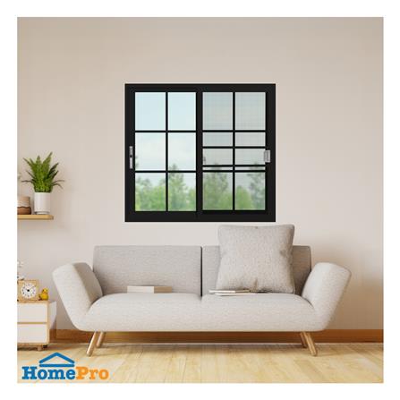 หน้าต่างบานเลื่อน อะลูมิเนียม S-S มุ้ง KPA 6 ฟัก 120x110 ซม. สีดำ_1