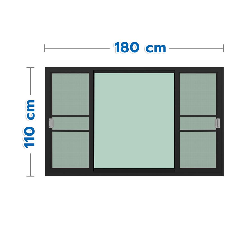 หน้าต่างบานเลื่อน อะลูมิเนียม S-F-S มุ้ง KPA 180x110 ซม. สีดำ