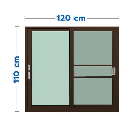 หน้าต่างบานเลื่อน อะลูมิเนียม S-S มุ้ง KPA 120x110 ซม. สีชา_0