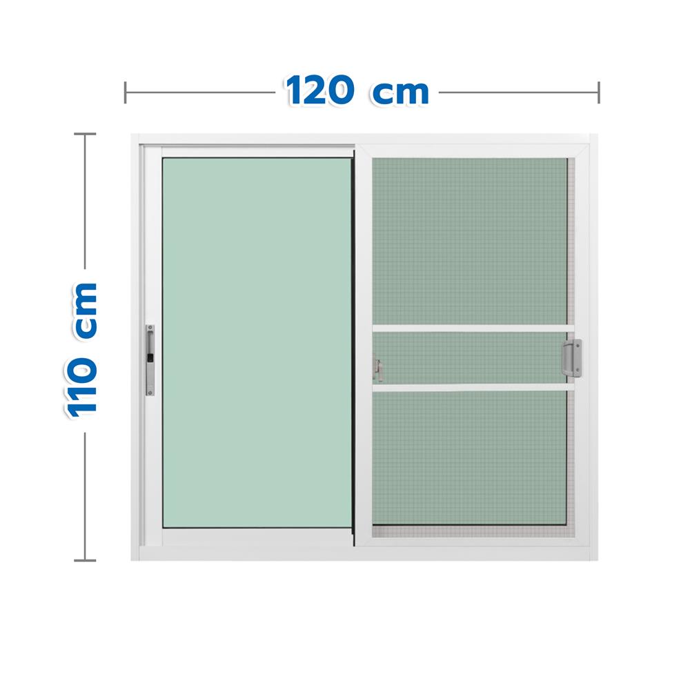 หน้าต่างบานเลื่อน อะลูมิเนียม S-S มุ้ง KPA 120x110 ซม. สีขาว