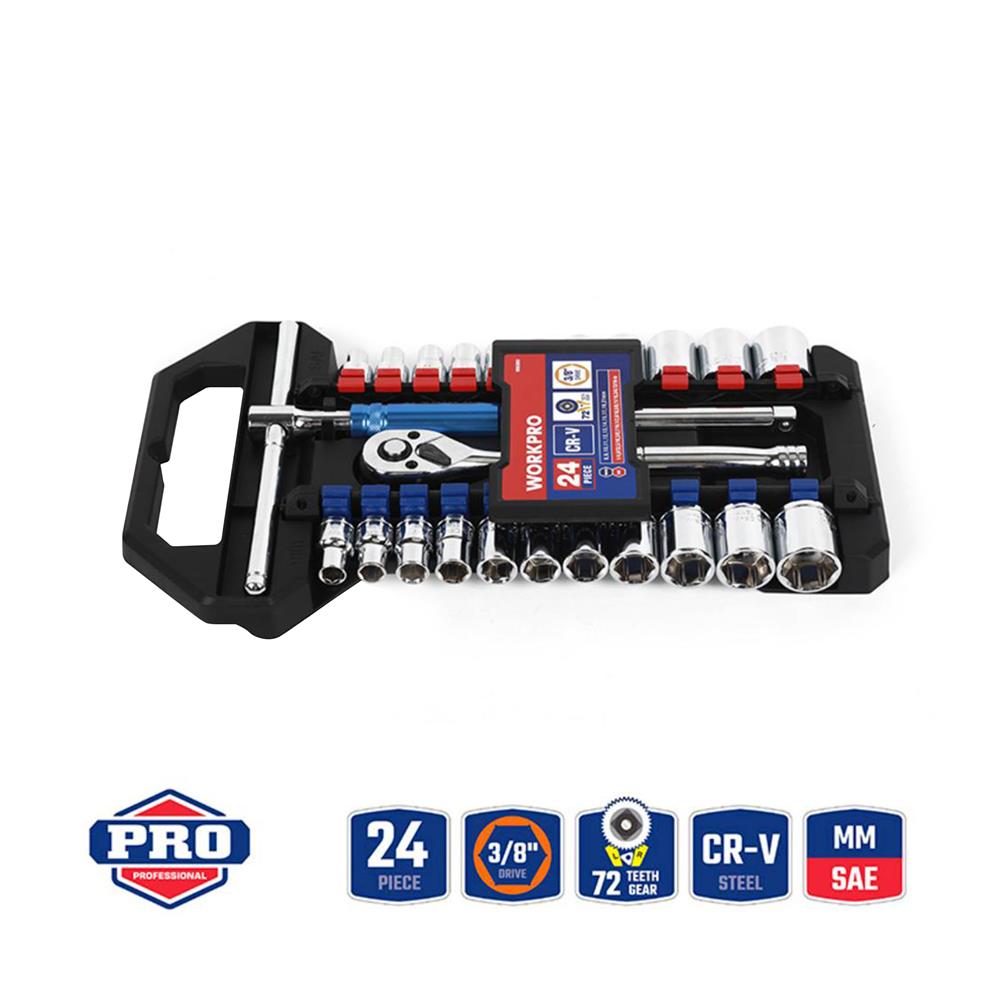 ชุดประแจบล็อคอเนกประสงค์ WORKPRO WP202553 3/8 นิ้ว 24 ชิ้น