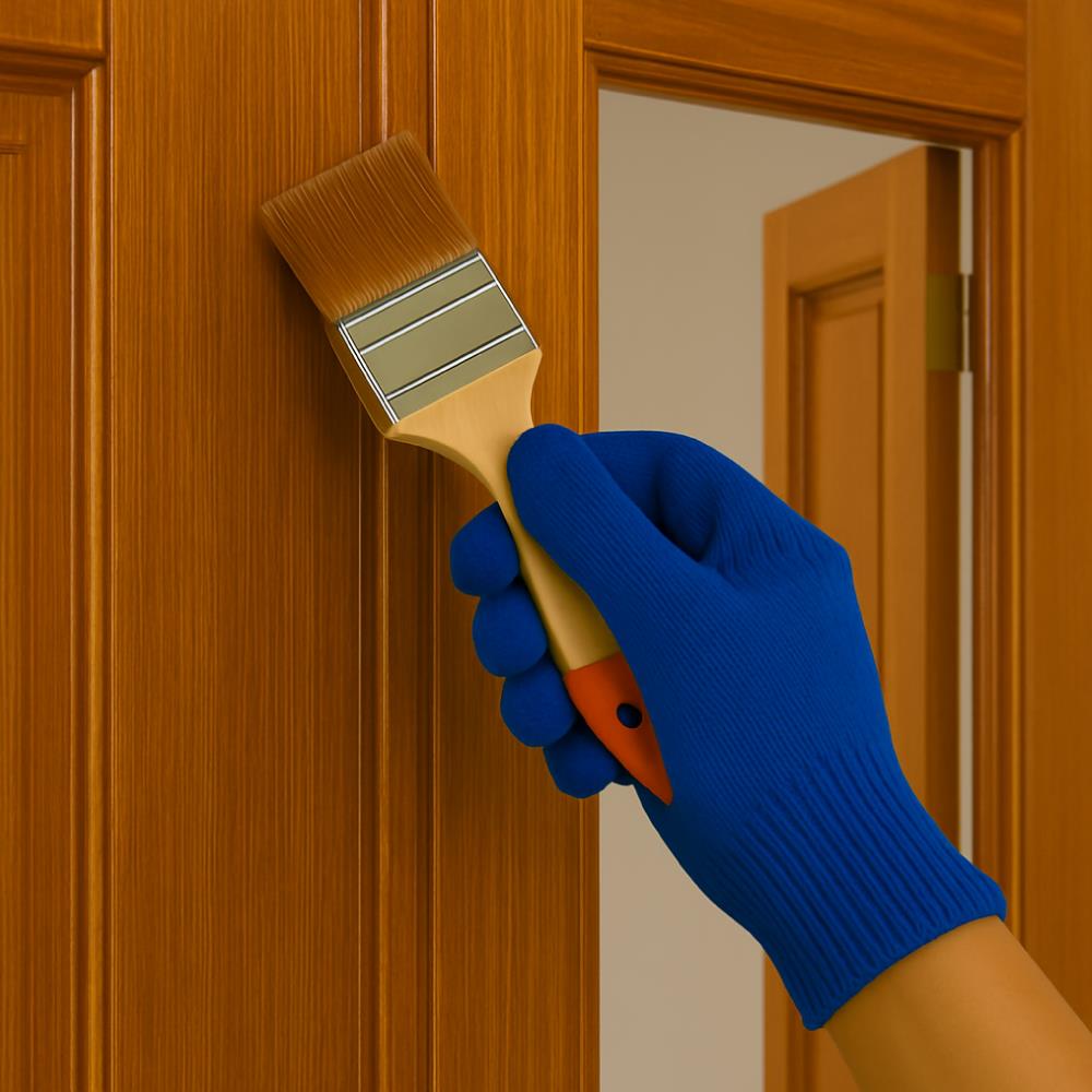 ทาสีแลคเกอร์ วงกบ+บานประตูบานคู่