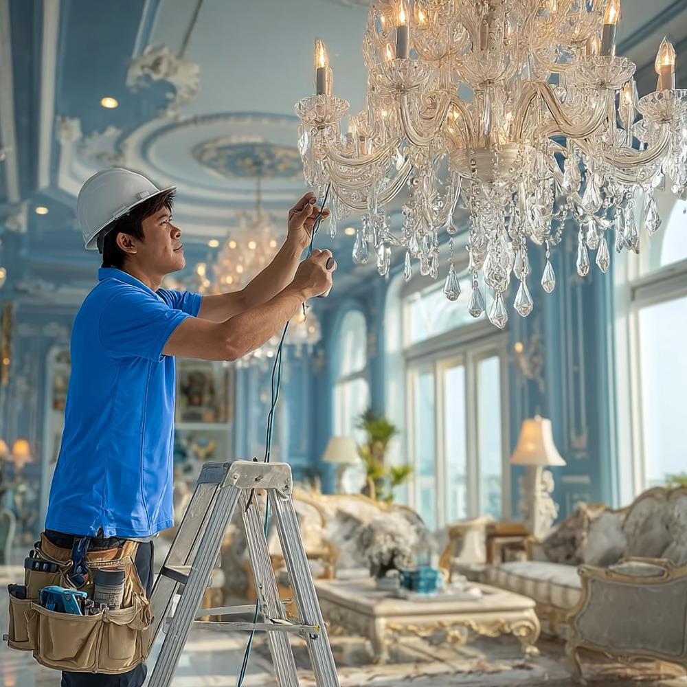 ติดตั้งไฟระย้าขนาดใหญ่