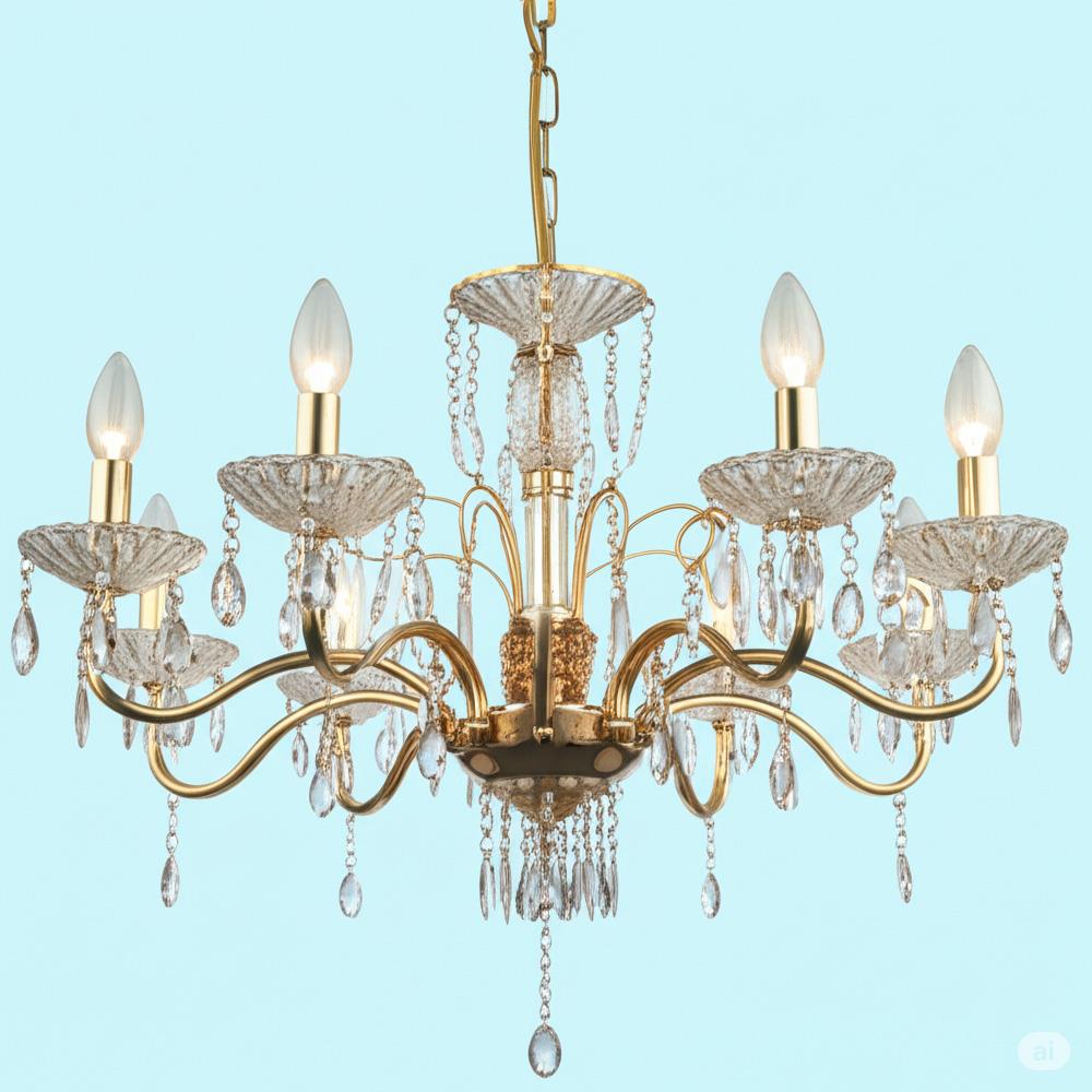 ติดตั้งโคมไฟช่อแบบแก้ว (ขนาดใหญ่)